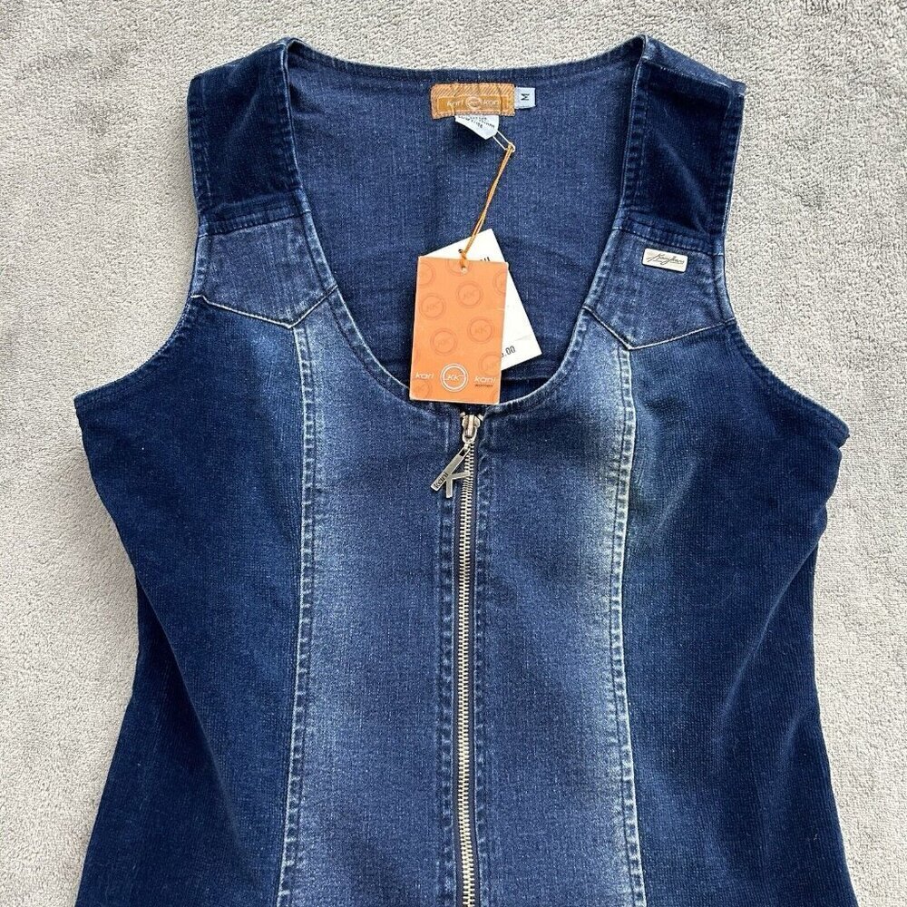 Vintage Karl Kani Vest Womens Medium Denim Jean Zip Up Tupac Y2K Streetwear - Picture 4 of 12